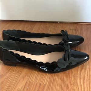 Kate Spade Scallop Black Patent Leather Flex Flats